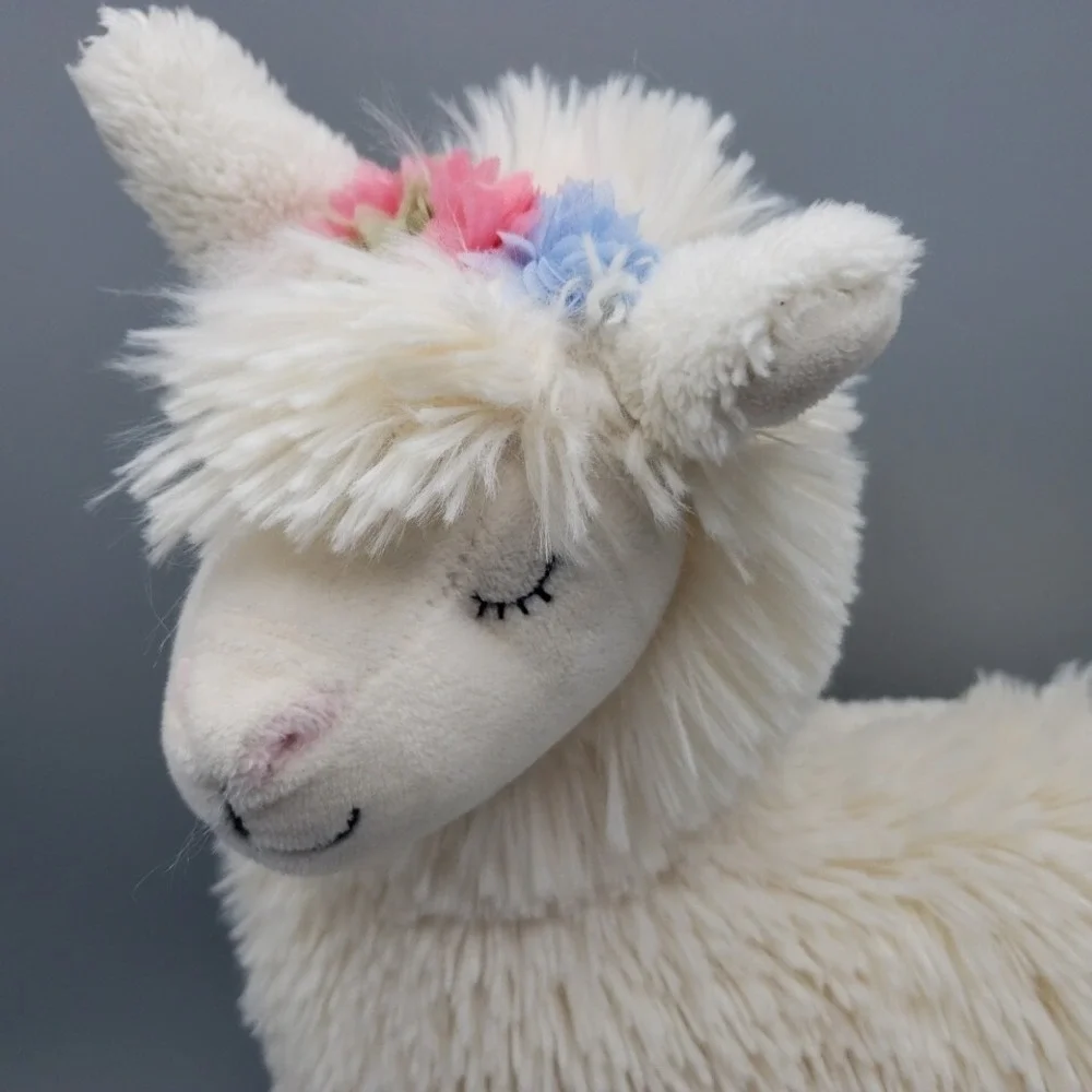 Llama Stuffed Animal Toy Anthropologie Plush Off White 14" Super Soft & Cozy - Picture 3 of 12